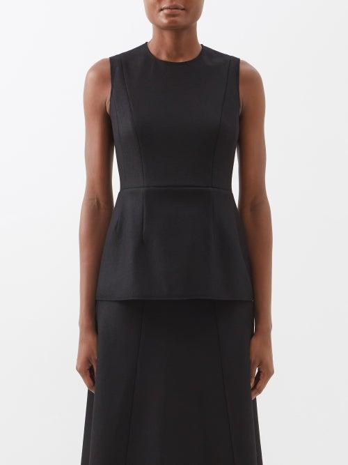 Joseph - Sunbury Peplum Wool-blend Top - Womens - Black