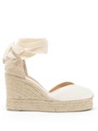 Matchesfashion.com Castaer - Chiara 80 Satin & Jute Wedge Espadrilles - Womens - White