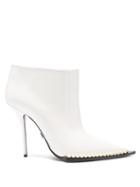 Dolce & Gabbana - Faux-pearl Embellished Leather Ankle Boots - Womens - White