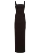 Matchesfashion.com Emilia Wickstead - Magdalina Panelled Double-crepe Maxi Pencil Dress - Womens - Black