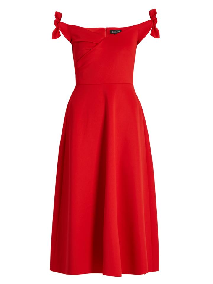 Saloni Ruth Off-the-shoulder Neoprene Dress