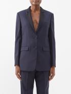 Another Tomorrow - Single-breasted Tailored Wool Blazer - Womens - Navy Black