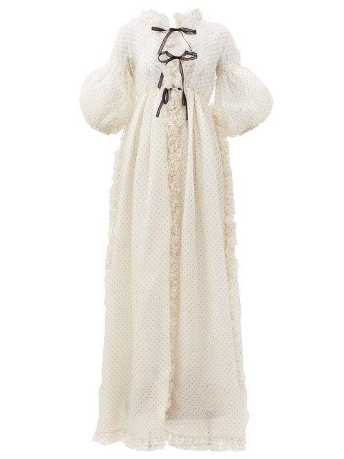 Matchesfashion.com Giambattista Valli - Ruffled Polka-dot Silk-organza Gown - Womens - Black