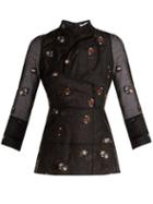 Matchesfashion.com Erdem - Orea High Neck Floral Embroidered Blouse - Womens - Black