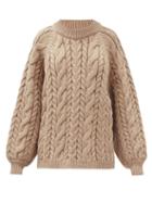 Matchesfashion.com Mr Mittens - Maxi Cable Wool Sweater - Womens - Light Brown