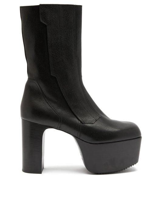Matchesfashion.com Rick Owens - Motocross Kiss Leather Platform Boots - Mens - Black