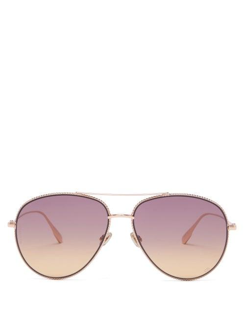 Matchesfashion.com Dior Eyewear - Diorsociety3 Aviator Metal Sunglasses - Womens - Gold