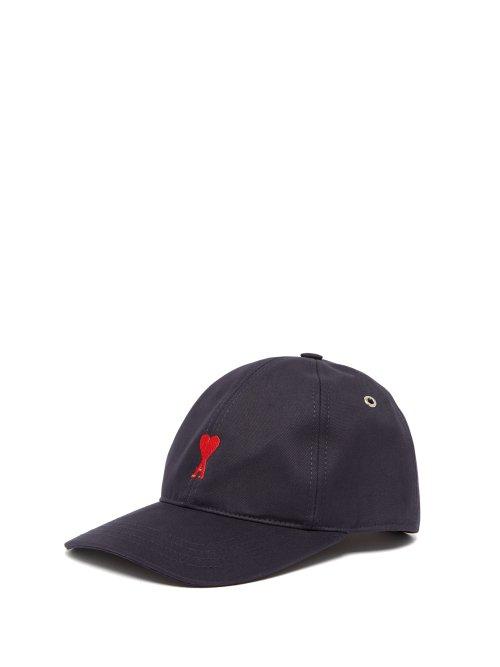 Matchesfashion.com Ami - Logo Embroidered Cotton Baseball Cap - Mens - Navy