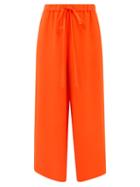 Valentino - Drawstring-waist Silk-cady Trousers - Womens - Orange
