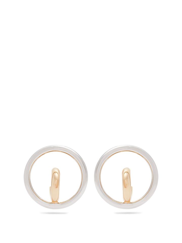 Charlotte Chesnais Saturn Blow Medium Gold & Silver Earrings