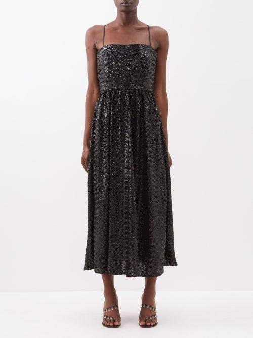 Borgo De Nor - Ninet Sequinned Midi Dress - Womens - Black