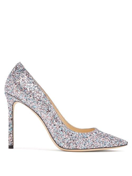 Matchesfashion.com Jimmy Choo - Romy 100 Glitter Pumps - Womens - Blue Multi