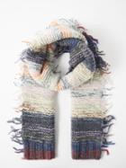 Acne Studios - Karya Fringed Striped Wool-blend Scarf - Womens - Grey Multi