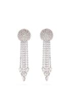 Matchesfashion.com Alessandra Rich - Fringed Crystal Embellished Earrings - Womens - Crystal