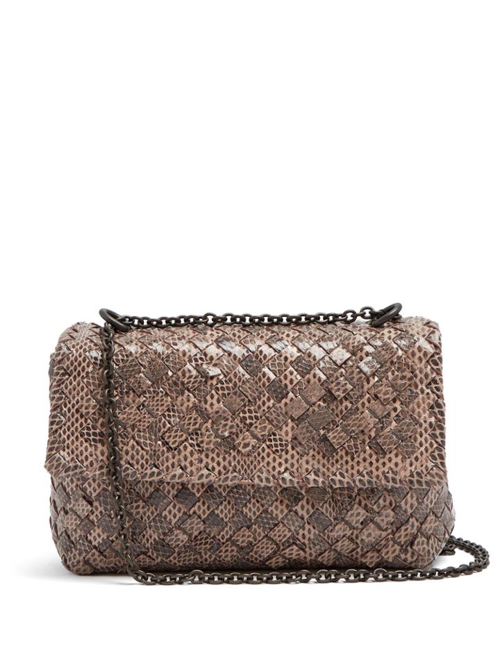 Bottega Veneta Intrecciato Snakeskin Mini Leather Cross-body Bag