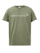 Moncler - Born To Protect-print Cotton-blend T-shirt - Mens - Khaki