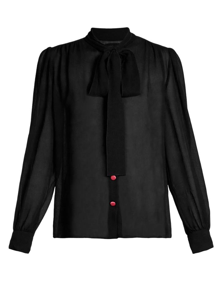 Dolce & Gabbana Tie-neck Long Sleeve Blouse