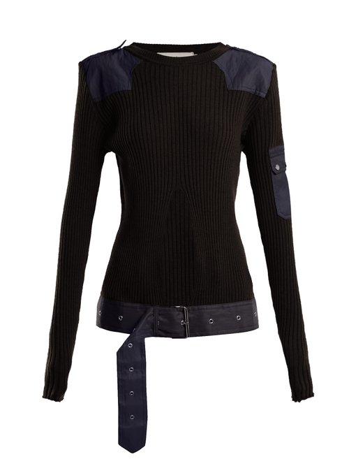 Matchesfashion.com Marques'almeida - Belted Ribbed Knit Wool Top - Womens - Black