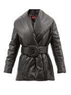 Altuzarra - Icarus Belted Padded Leather Coat - Womens - Black