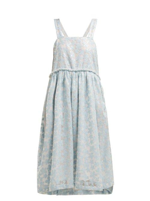 Matchesfashion.com Shrimps - Lucia Sequin Mesh Midi Dress - Womens - Light Blue