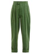Matchesfashion.com Preen Line - Deena Zip Cuff Cotton Corduroy Trousers - Womens - Green