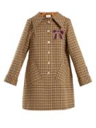 Matchesfashion.com Gucci - Bow Appliqu Single Breasted Checked Coat - Womens - Brown Multi