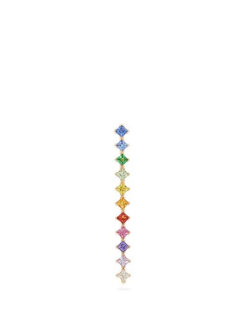 Matchesfashion.com Diane Kordas - Rainbow Crystal And 18kt Rose Gold Ear Cuff - Womens - Multi