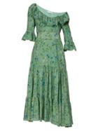 Matchesfashion.com Altuzarra - Helden Floral Print Ruffled Dress - Womens - Green Print