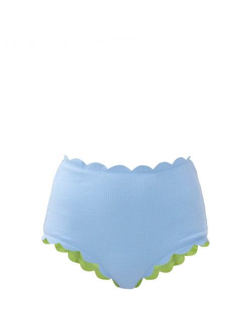 Matchesfashion.com Marysia - Santa Monica Scalloped-edge Bikini Briefs - Womens - Light Blue
