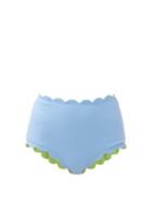 Matchesfashion.com Marysia - Santa Monica Scalloped-edge Bikini Briefs - Womens - Light Blue