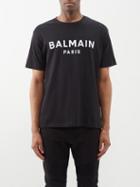 Balmain - Logo-print Cotton-jersey T-shirt - Mens - Black Ivory