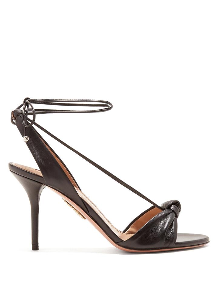 Aquazzura Virginie 85 Knot-front Leather Sandals