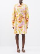 Emporio Sirenuse - Odessa Floral-print Cotton-poplin Shirt Dress - Womens - Yellow Print