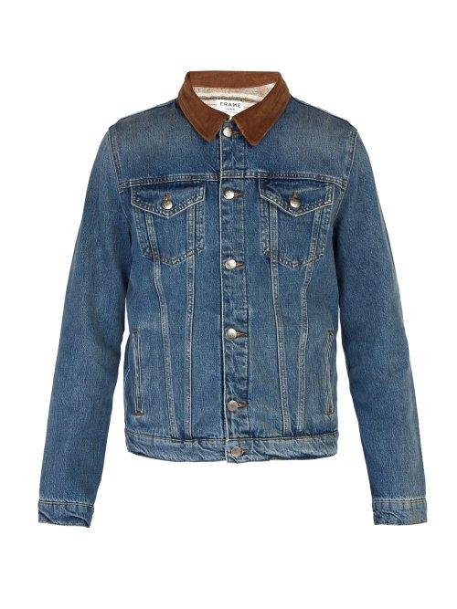 Matchesfashion.com Frame - Contrast Collar Denim Jacket - Mens - Blue