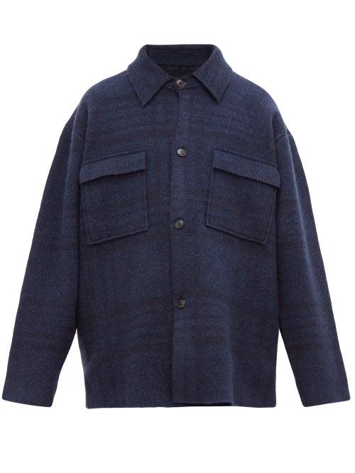 Matchesfashion.com Jacquemus - Check Single Breasted Felted Jacket - Mens - Navy
