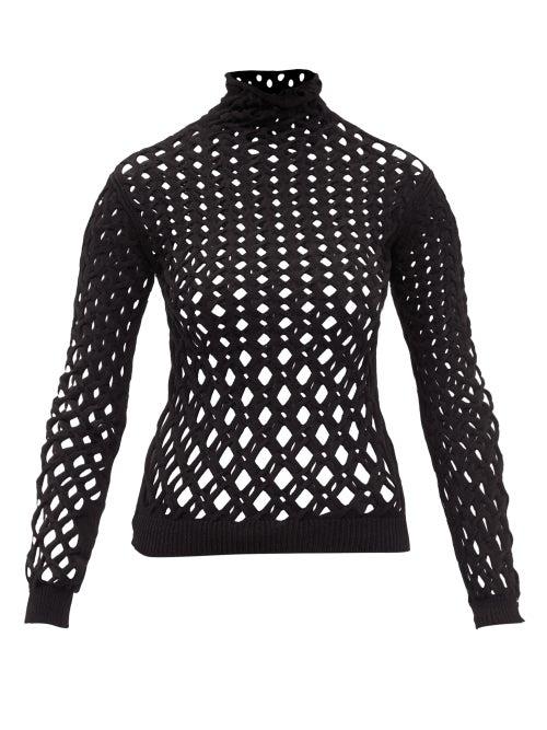 Valentino - Mesh High-neck Sweater - Womens - Black