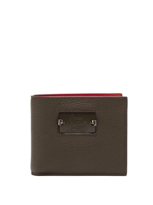 Matchesfashion.com Christian Louboutin - Spike And Leather Bi Fold Wallet - Mens - Green Multi