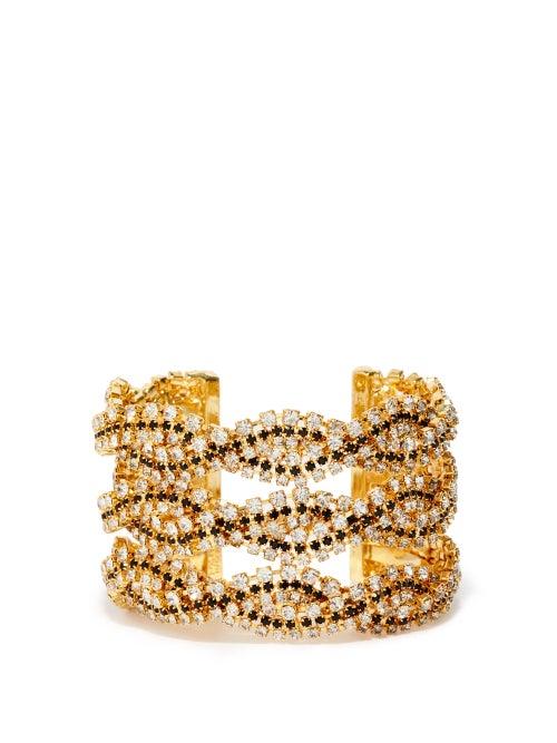 Matchesfashion.com Rosantica - Chevron Crystal-embellished Cuff - Womens - Black Multi