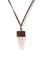 Chlo - Jemma Rose-quartz And Leather Necklace - Womens - Pink Multi
