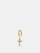 Anita Ko - Cross Diamond & 18kt Gold Single Earring - Womens - Gold Multi