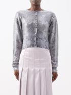 16arlington - Endora Sequin Python-print Cardigan - Womens - Blue Grey