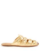 The Row Capri Water-snake Metallic-leather Slides