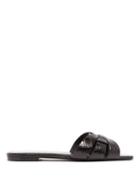 Matchesfashion.com Saint Laurent - Tribute Nu Pieds Crocodile Effect Leather Slides - Womens - Black