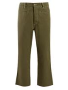Matchesfashion.com Loewe - Logo Patch Cotton Trousers - Womens - Green