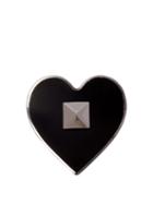 Matchesfashion.com Valentino - Rockstud Embellished Heart Brooch - Mens - Black