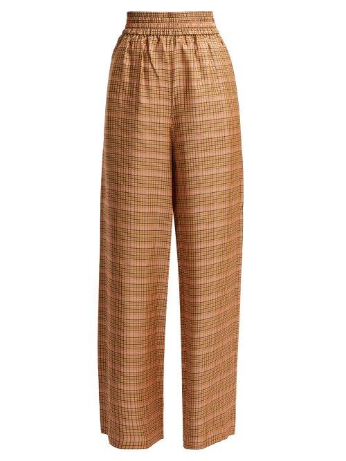 Matchesfashion.com Golden Goose Deluxe Brand - Sophie High Rise Checked Trousers - Womens - Orange Multi