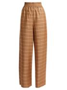 Matchesfashion.com Golden Goose Deluxe Brand - Sophie High Rise Checked Trousers - Womens - Orange Multi