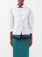 Batsheva - Lou Ruffled Cotton-poplin Blouse - Womens - White