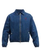 Matchesfashion.com Ami - Logo Embroidered Denim Bomber Jacket - Mens - Denim