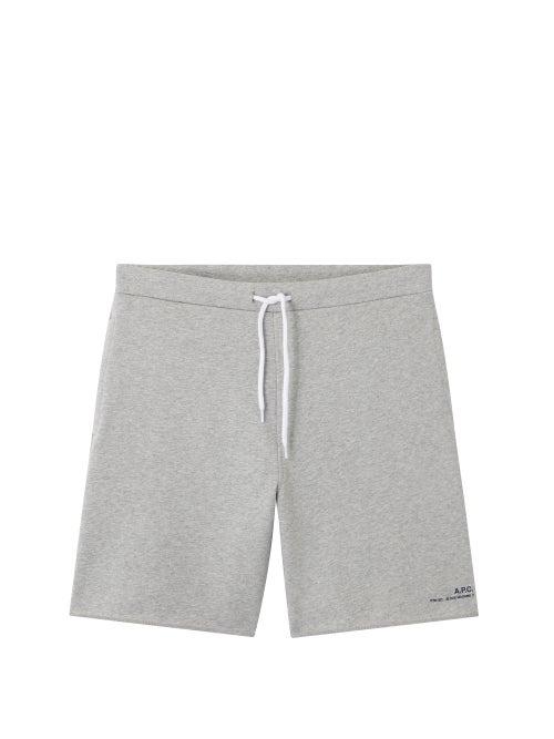 Matchesfashion.com A.p.c. - Logo-print Jersey Shorts - Mens - Light Grey